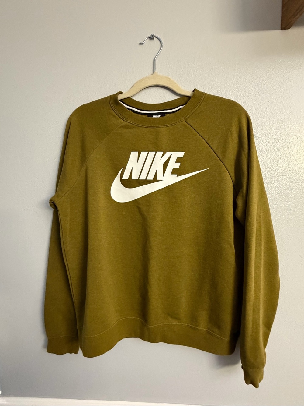 Nike Olive Crewneck Sweatshirt with White Logo